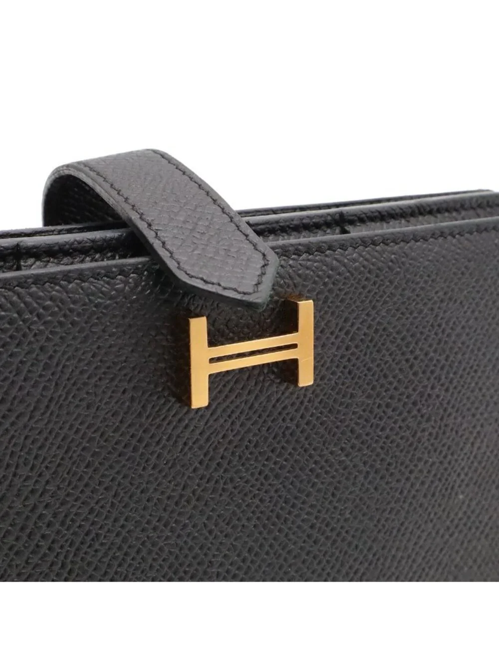 Hermes Bearn Soufflet Wallet Bifold Veau Epsom Black Gold